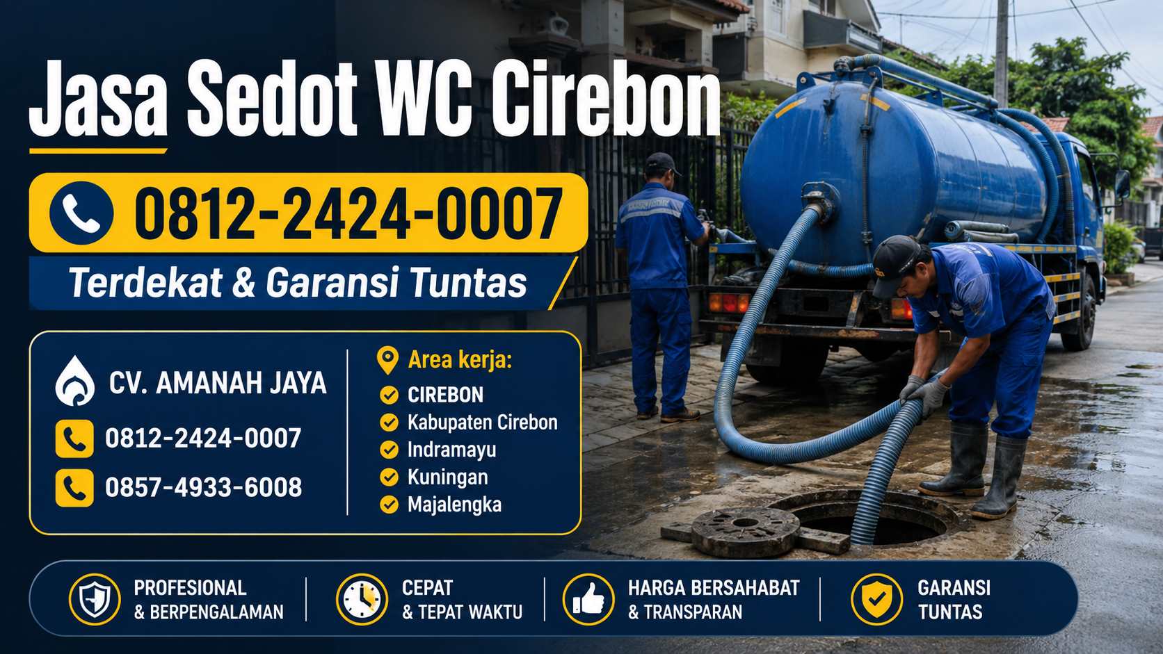 Jasa Sedot WC Cirebon 0812-2424-0007 Terdekat & Garansi Tuntas